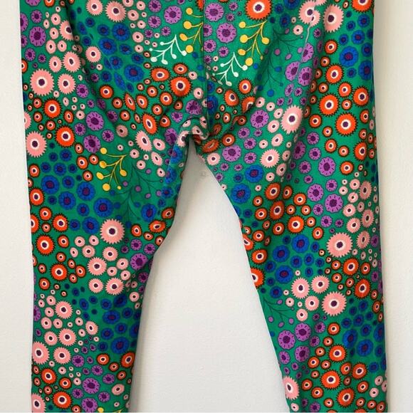 LuLaRoe Green / Pink / Yellow Patterned Leggings Size Tall and Curvy 12/18 - Picture 9 of 10